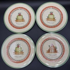 Villeroy & Boch Festive Memories Cake Scenes Salad Dessert Plates set of 4 EUC